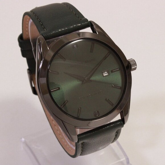 Geoffrey Beene Men's Dress Watch Diamond At 12 Emerald Green Leather 42mm - Picture 2 of 14